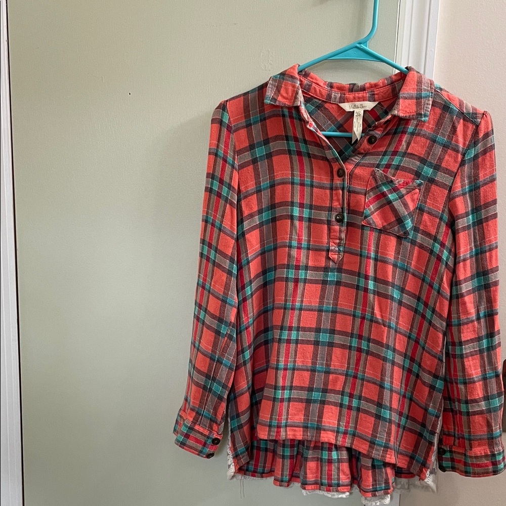 Matilda Jane Red and Green Plaid Blouse